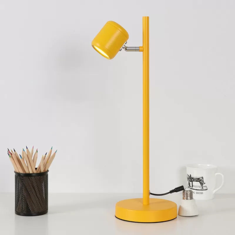 Rotatable Cylinder Child Bedroom Desk Light Metal Macaron Reading Light with Plug-In Cord Clearhalo 'Desk Lamps' 'Lamps' Lighting' 198560