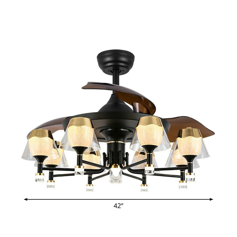42" Wide Sputnik Living Room Ceiling Fan Light Metal LED Modernism Semi-Flush Mount with 4 Blades Clearhalo 'Ceiling Fans with Lights' 'Ceiling Fans' 'Modern Ceiling Fans' 'Modern' Lighting' 1985607