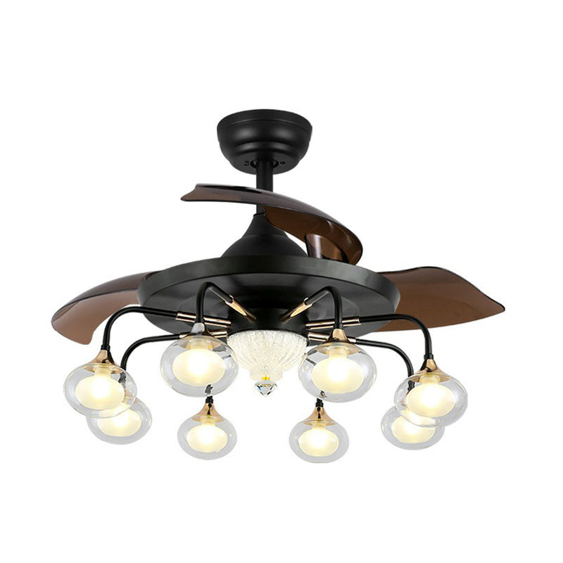 42" Wide Sputnik Living Room Ceiling Fan Light Metal LED Modernism Semi-Flush Mount with 4 Blades Black C Clearhalo 'Ceiling Fans with Lights' 'Ceiling Fans' 'Modern Ceiling Fans' 'Modern' Lighting' 1985608