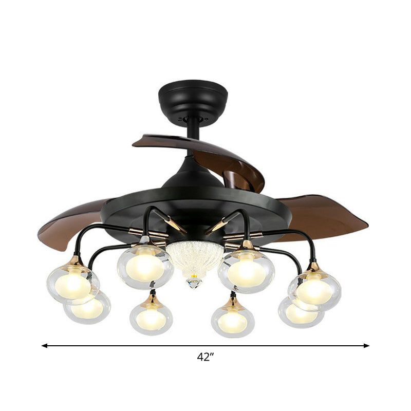 42" Wide Sputnik Living Room Ceiling Fan Light Metal LED Modernism Semi-Flush Mount with 4 Blades Clearhalo 'Ceiling Fans with Lights' 'Ceiling Fans' 'Modern Ceiling Fans' 'Modern' Lighting' 1985609