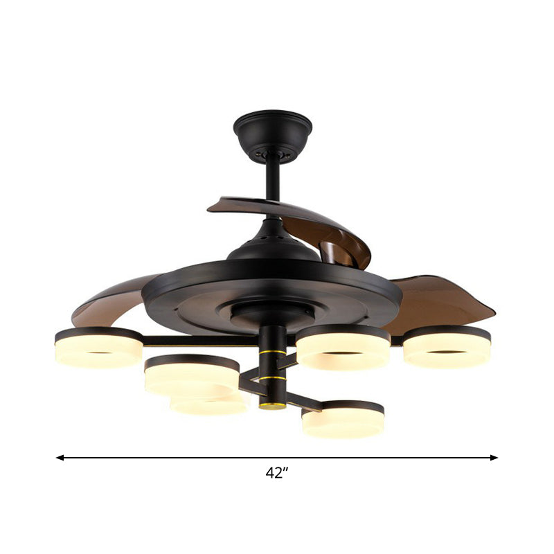 42" Wide Sputnik Living Room Ceiling Fan Light Metal LED Modernism Semi-Flush Mount with 4 Blades Clearhalo 'Ceiling Fans with Lights' 'Ceiling Fans' 'Modern Ceiling Fans' 'Modern' Lighting' 1985619