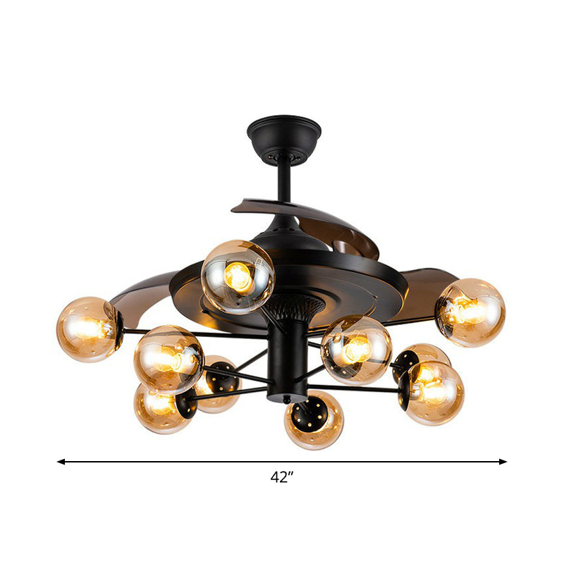 42" Wide Sputnik Living Room Ceiling Fan Light Metal LED Modernism Semi-Flush Mount with 4 Blades Clearhalo 'Ceiling Fans with Lights' 'Ceiling Fans' 'Modern Ceiling Fans' 'Modern' Lighting' 1985621