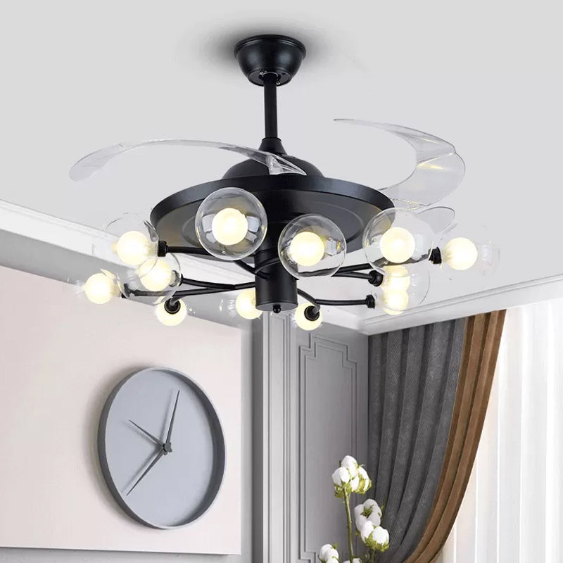 4-Blade Clear Glass Orb Semi Flush Mount Modernity 42