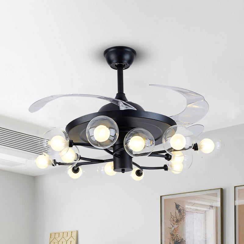4-Blade Clear Glass Orb Semi Flush Mount Modernity 42