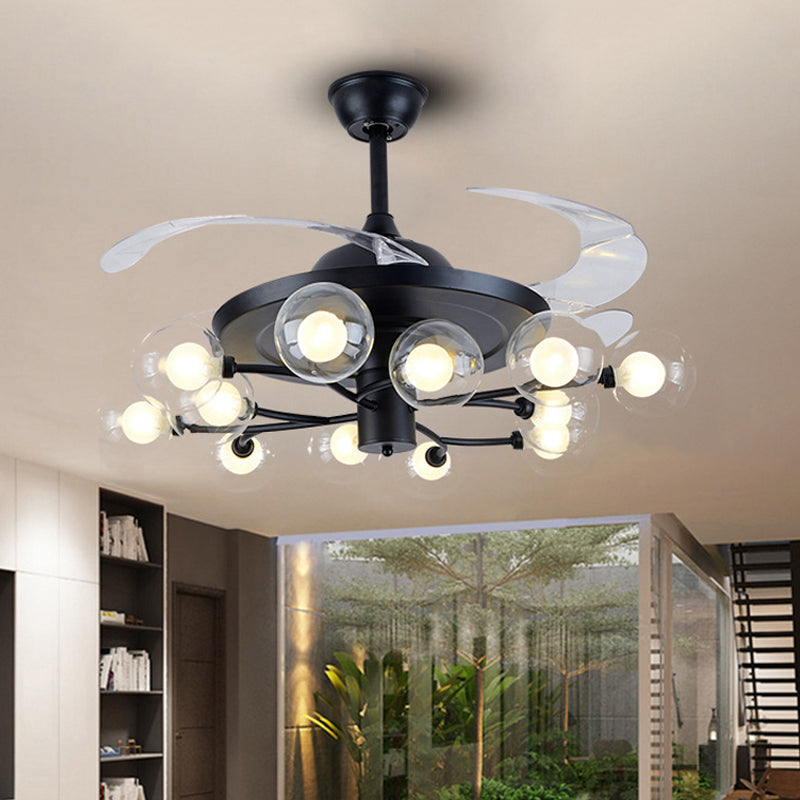 4-Blade Clear Glass Orb Semi Flush Mount Modernity 42