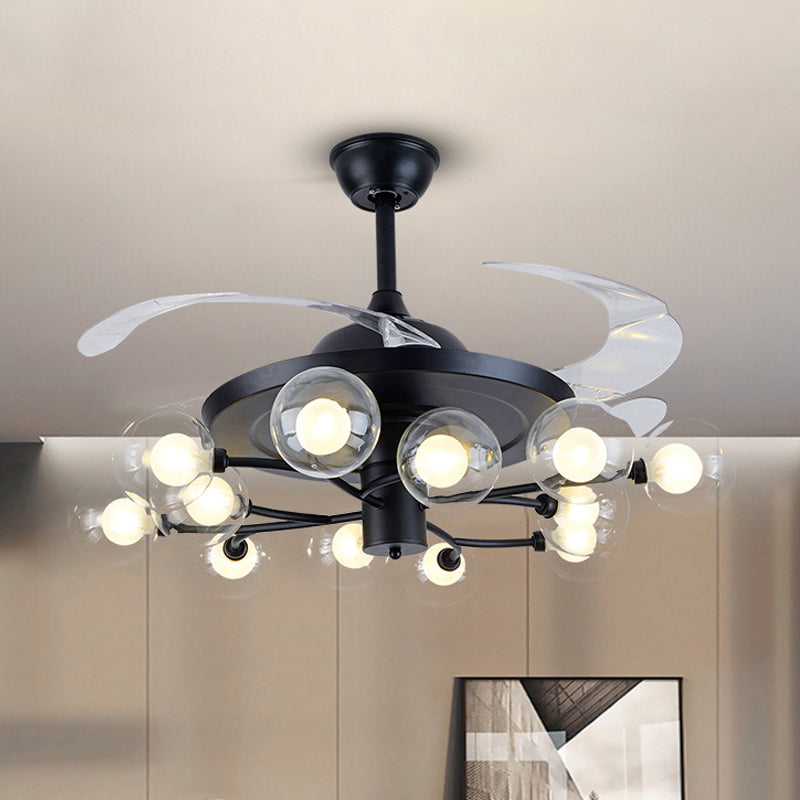 4-Blade Clear Glass Orb Semi Flush Mount Modernity 42