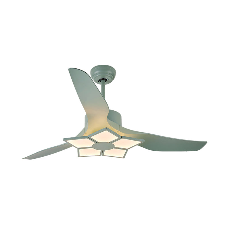 50" Wide Acrylic Geometric Semi Flush Light Modernist LED Hanging Fan Lamp Fixture, 5 Blades Clearhalo 'Ceiling Fans with Lights' 'Ceiling Fans' 'Modern Ceiling Fans' 'Modern' Lighting' 1985650