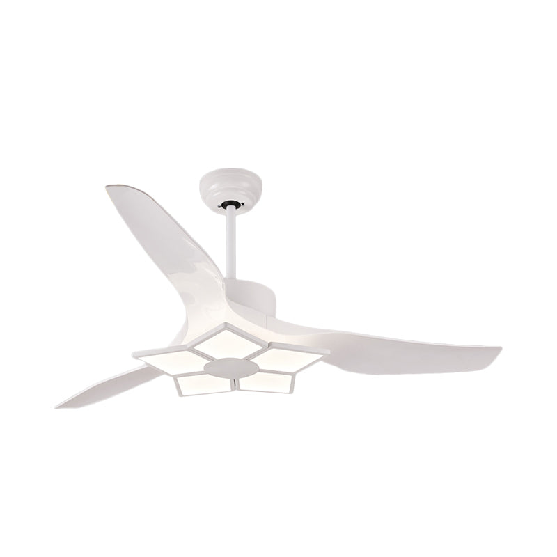 50" Wide Acrylic Geometric Semi Flush Light Modernist LED Hanging Fan Lamp Fixture, 5 Blades Clearhalo 'Ceiling Fans with Lights' 'Ceiling Fans' 'Modern Ceiling Fans' 'Modern' Lighting' 1985658