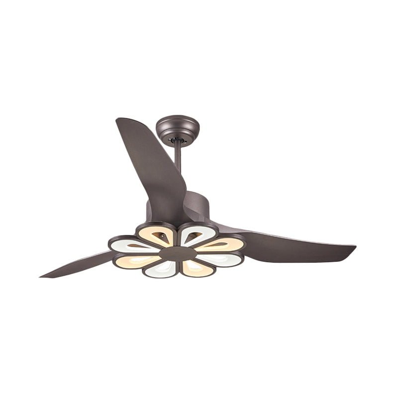 50" Wide Acrylic Geometric Semi Flush Light Modernist LED Hanging Fan Lamp Fixture, 5 Blades Clearhalo 'Ceiling Fans with Lights' 'Ceiling Fans' 'Modern Ceiling Fans' 'Modern' Lighting' 1985665