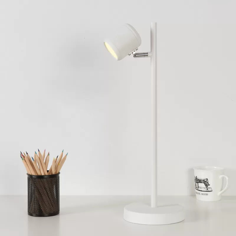 Rotatable Cylinder Child Bedroom Desk Light Metal Macaron Reading Light with Plug-In Cord White Clearhalo 'Desk Lamps' 'Lamps' Lighting' 198569