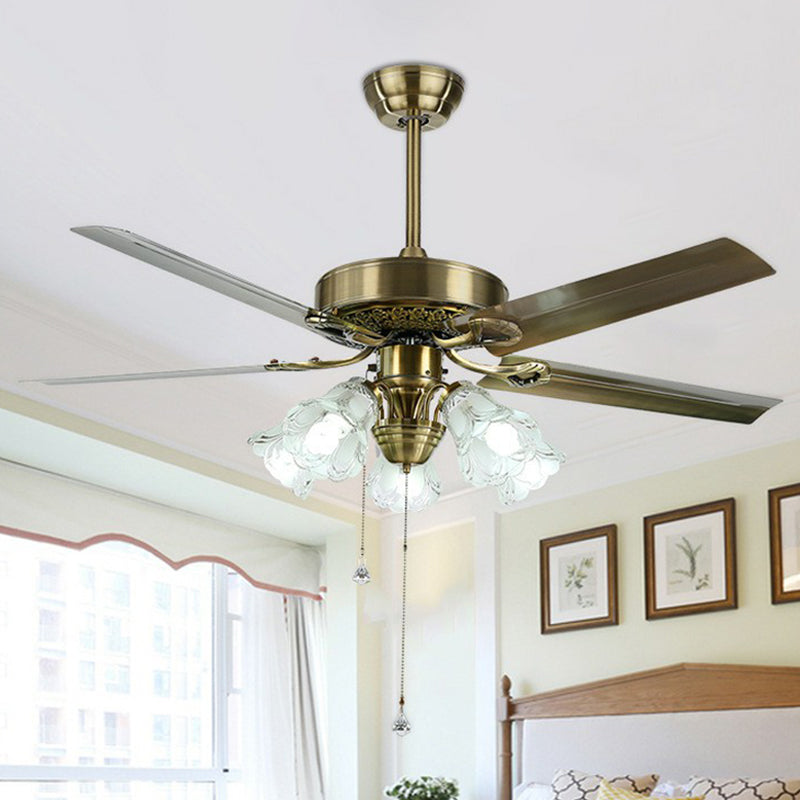 Frosted Glass Flower Semi Flush Rustic 52