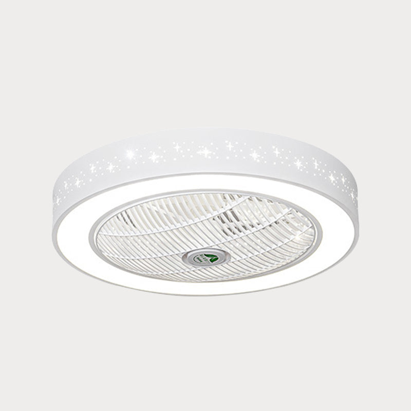 Acrylic Round Laser-Cut Ceiling Fan Light Modernist LED White Semi Flush Mount, 23