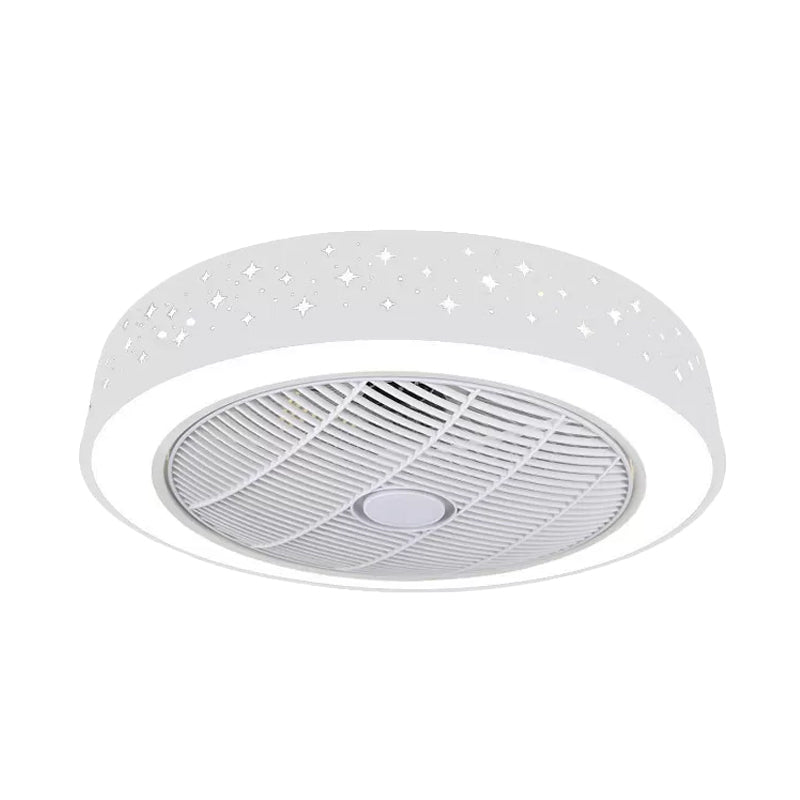 Acrylic Round Laser-Cut Ceiling Fan Light Modernist LED White Semi Flush Mount, 23" Wide White F Clearhalo 'Ceiling Fans with Lights' 'Ceiling Fans' 'Modern Ceiling Fans' 'Modern' Lighting' 1985798