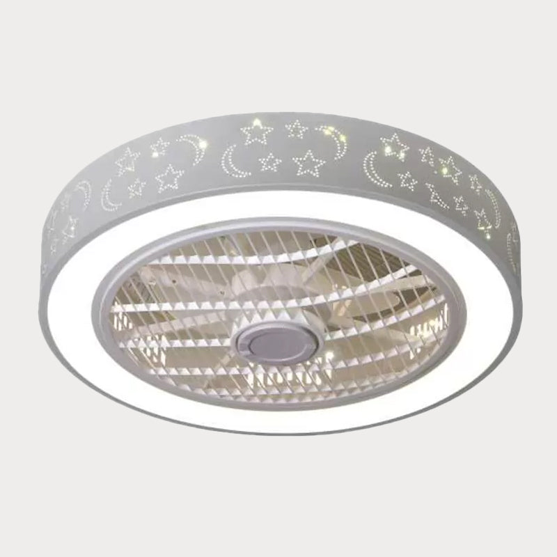 Acrylic Round Laser-Cut Ceiling Fan Light Modernist LED White Semi Flush Mount, 23