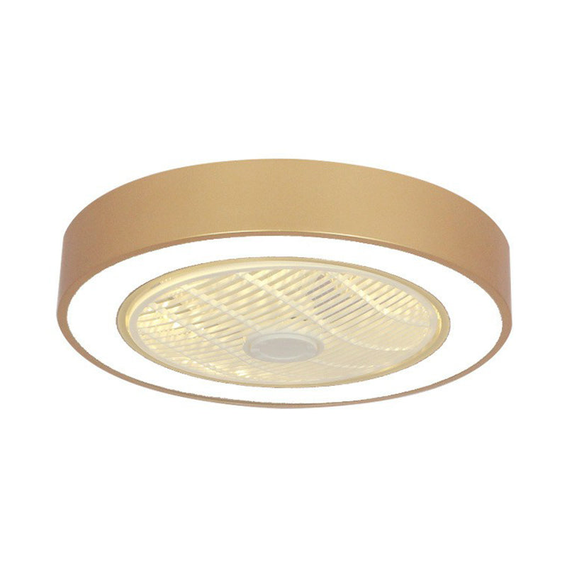 22" Wide Nordic LED Semi Flush Mount Light Drum Hanging Fan Lamp with Acrylic Shade for Dining Room Clearhalo 'Ceiling Fans with Lights' 'Ceiling Fans' 'Modern Ceiling Fans' 'Modern' Lighting' 1985809