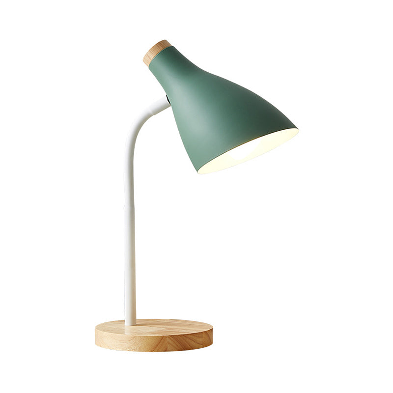 Metal Horn Shade Reading Light Adult Bedroom 1 Bulb Nordic Desk Light with Plug-In Cord Clearhalo 'Lamps' 'Table Lamps' Lighting' 198582