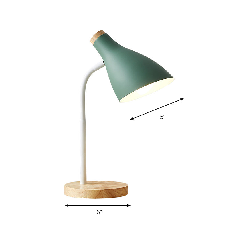 Metal Horn Shade Reading Light Adult Bedroom 1 Bulb Nordic Desk Light with Plug-In Cord Clearhalo 'Lamps' 'Table Lamps' Lighting' 198583