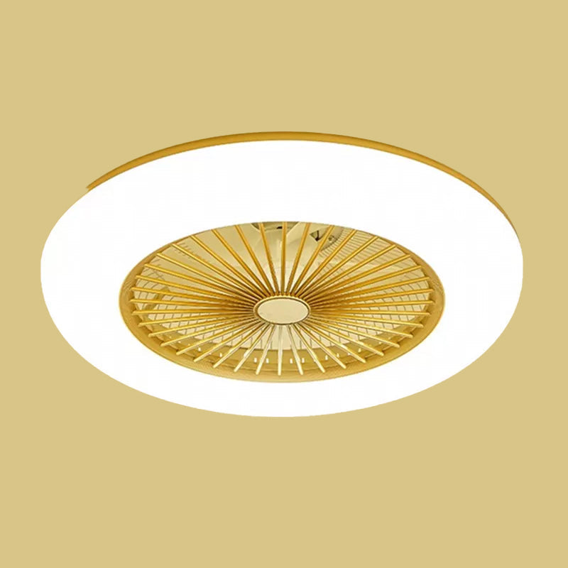 Round Bedroom 5-Blade Semi-Flush Mount Acrylic LED Contemporary Pendant Fan Light, 22" Wide Clearhalo 'Ceiling Fans with Lights' 'Ceiling Fans' 'Modern Ceiling Fans' 'Modern' Lighting' 1985849