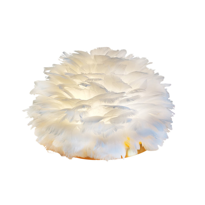 Flower Blossom Girls Bedside Table Lamp Feather 1 Head Modern Stylish Night Light in Pink/Apricot/White Clearhalo 'Lamps' 'Table Lamps' Lighting' 1985906
