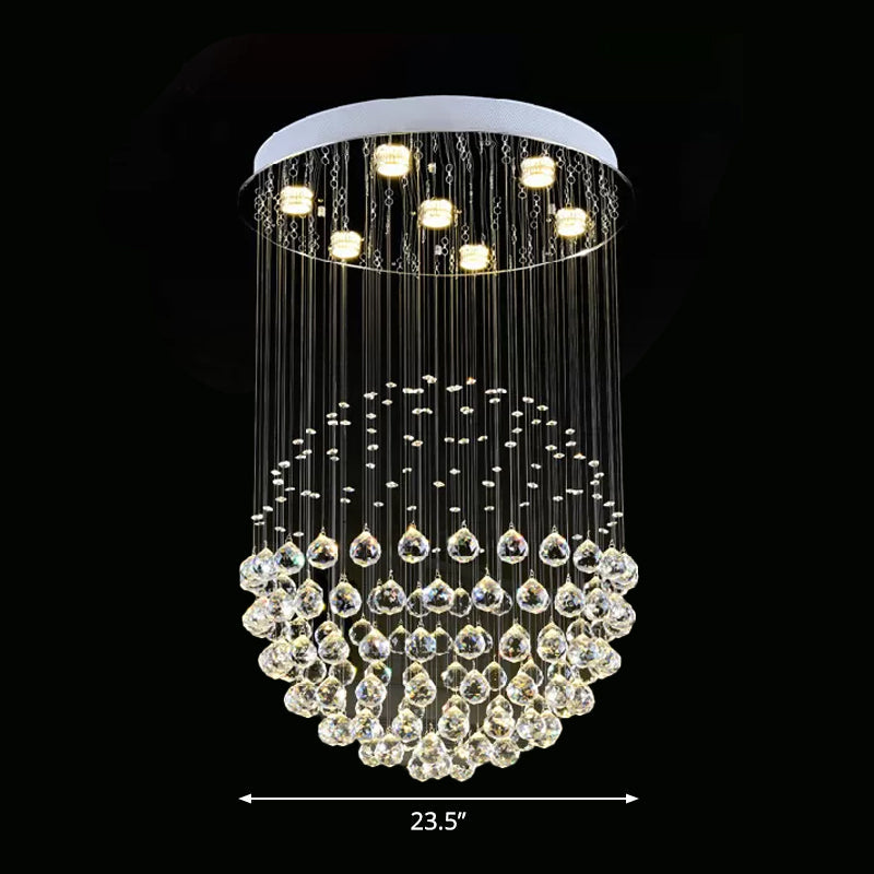 Modern Globe Flushmount Light Crystal 3/5/14 Bulbs Restaurant Ceiling Fixture in Stainless Steel Clearhalo 'Ceiling Lights' 'Close To Ceiling Lights' 'Close to ceiling' 'Flush mount' Lighting' 1986458