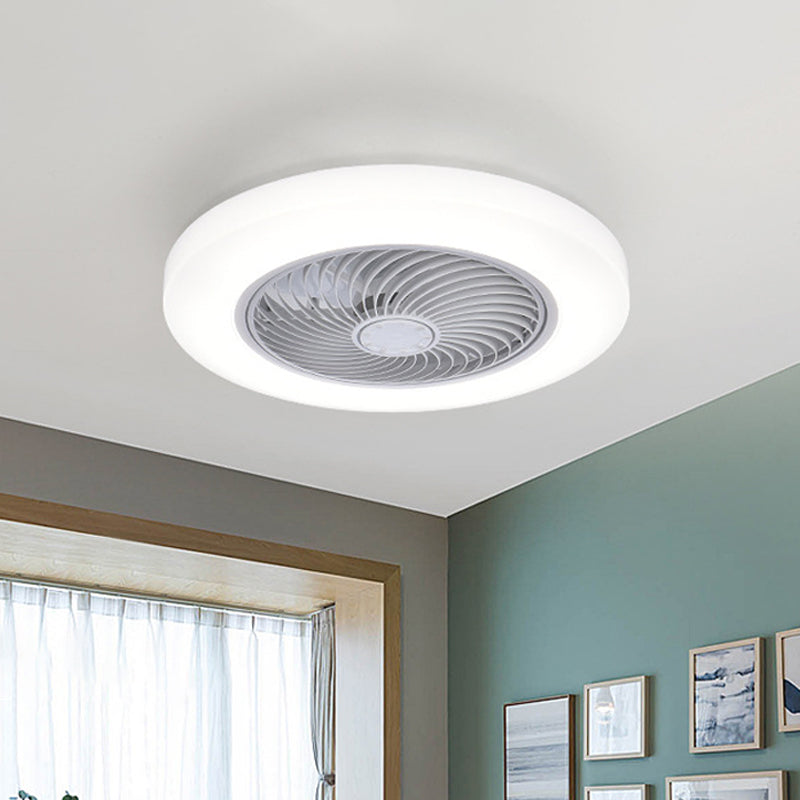 Acrylic Circular Hanging Fan Lamp Modernity 20.5" Wide LED Semi Flush Mount Light, 7 Blades White Clearhalo 'Ceiling Fans with Lights' 'Ceiling Fans' 'Modern Ceiling Fans' 'Modern' Lighting' 1986520