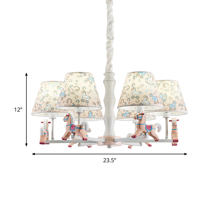 Fabric Tapered Shade Hanging Ceiling Lamp Cartoon Pendant Lighting for Kid Bedroom Clearhalo 'Ceiling Lights' 'Chandeliers' Lighting' options 198786