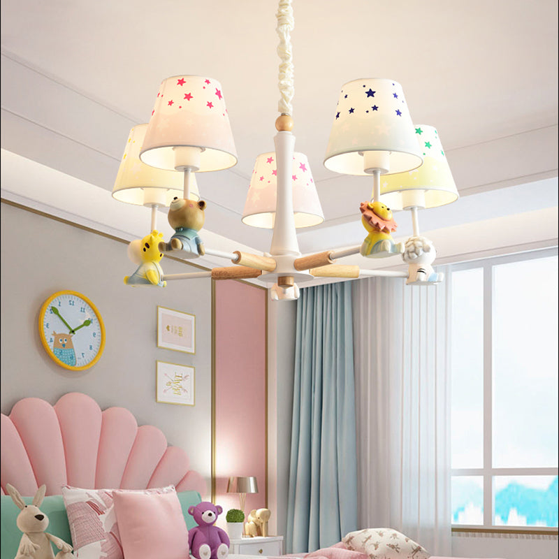 Cartoon Multi Color Hanging Lamp Fixture 5 Lights Metal Hanging Ceiling Lamp for Kid Bedroom White Clearhalo 'Ceiling Lights' 'Chandeliers' Lighting' options 198977_545d5dd0-6d47-4c98-8b61-80597349ea2d