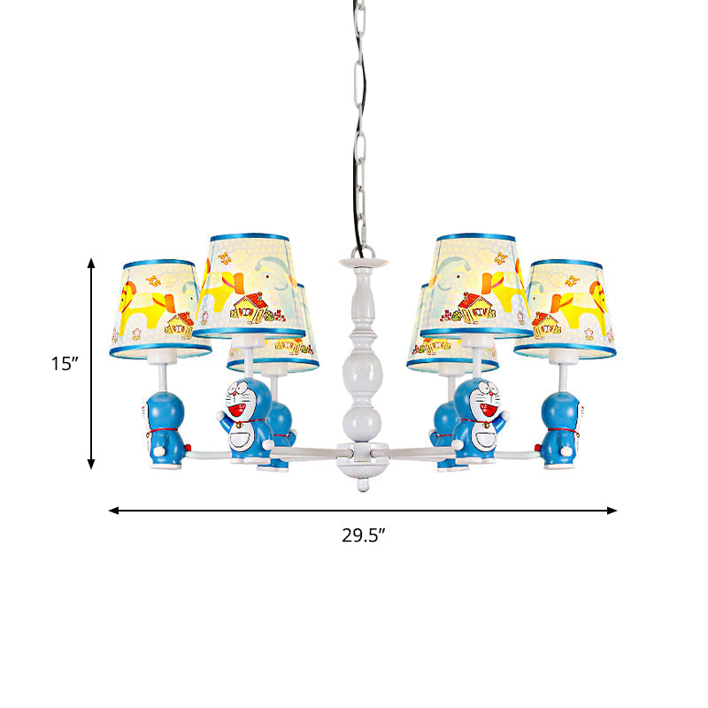 Tapered Shade Kindergarten Hanging Light Fixtures Fabric Cartoon Hanging Chandelier in Blue Clearhalo 'Ceiling Lights' 'Chandeliers' Lighting' options 199070