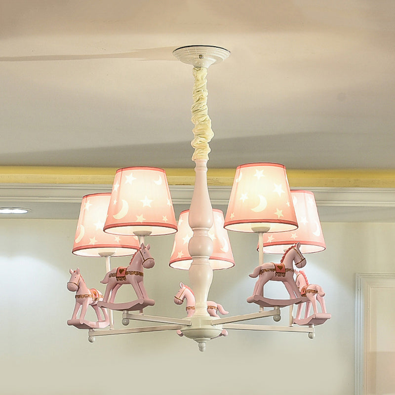 Modern Style Horse Hanging Lamp with Star Fabric Hanging Chandelier for Nursing Room Clearhalo 'Ceiling Lights' 'Chandeliers' Lighting' options 199258