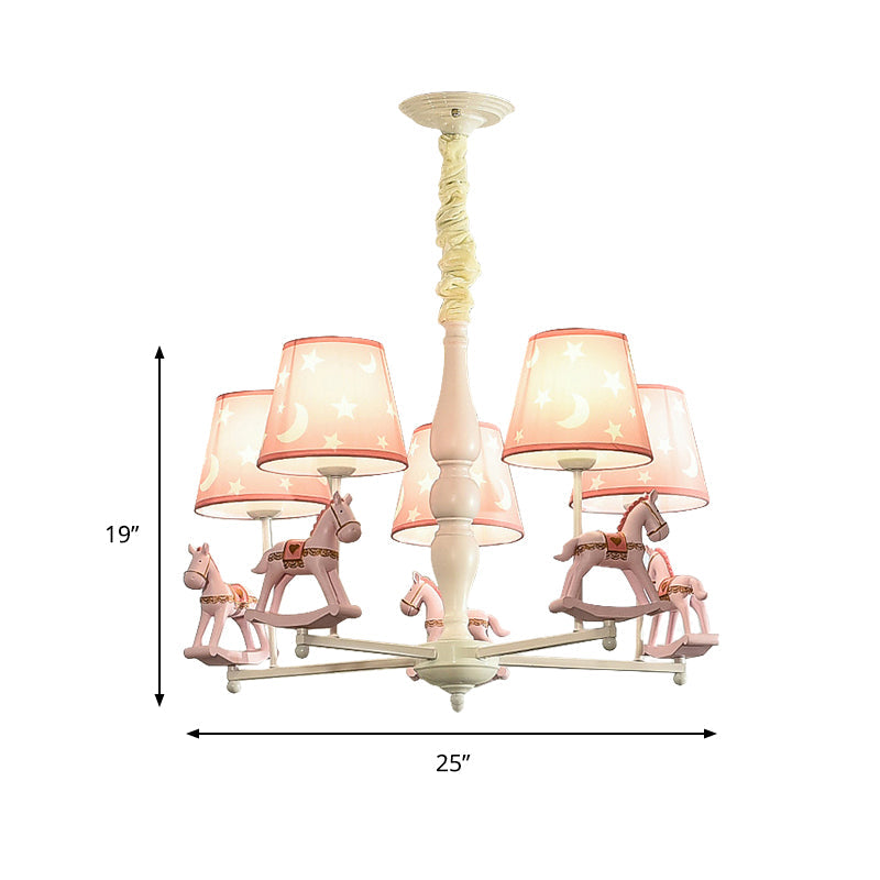 Modern Style Horse Hanging Lamp with Star Fabric Hanging Chandelier for Nursing Room Clearhalo 'Ceiling Lights' 'Chandeliers' Lighting' options 199261
