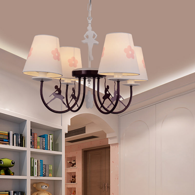 White Hanging Lamp with Flowers Modern Fabric Hanging Chandelier for Living Room 4 White Clearhalo 'Ceiling Lights' 'Chandeliers' Lighting' options 199492_a7cf4f2b-df33-42db-9219-aedb186be2aa