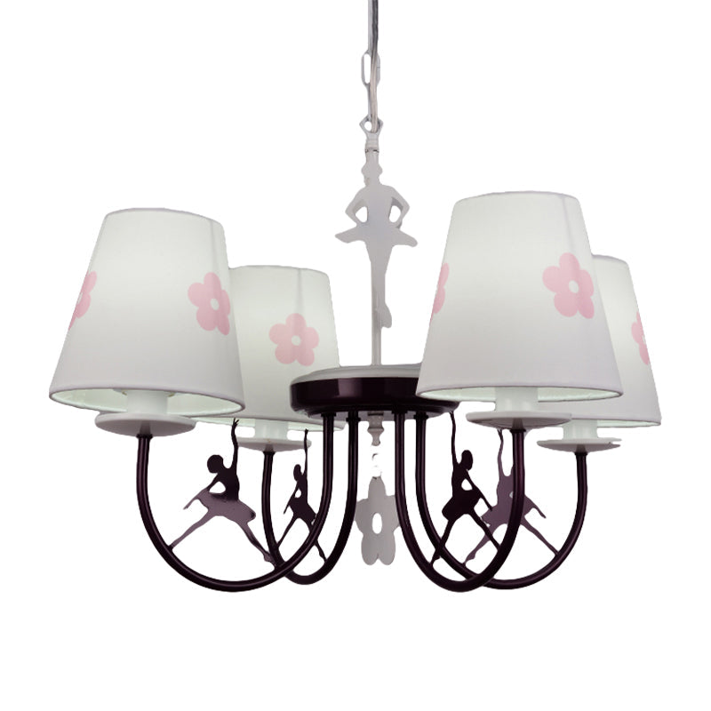 White Hanging Lamp with Flowers Modern Fabric Hanging Chandelier for Living Room Clearhalo 'Ceiling Lights' 'Chandeliers' Lighting' options 199494