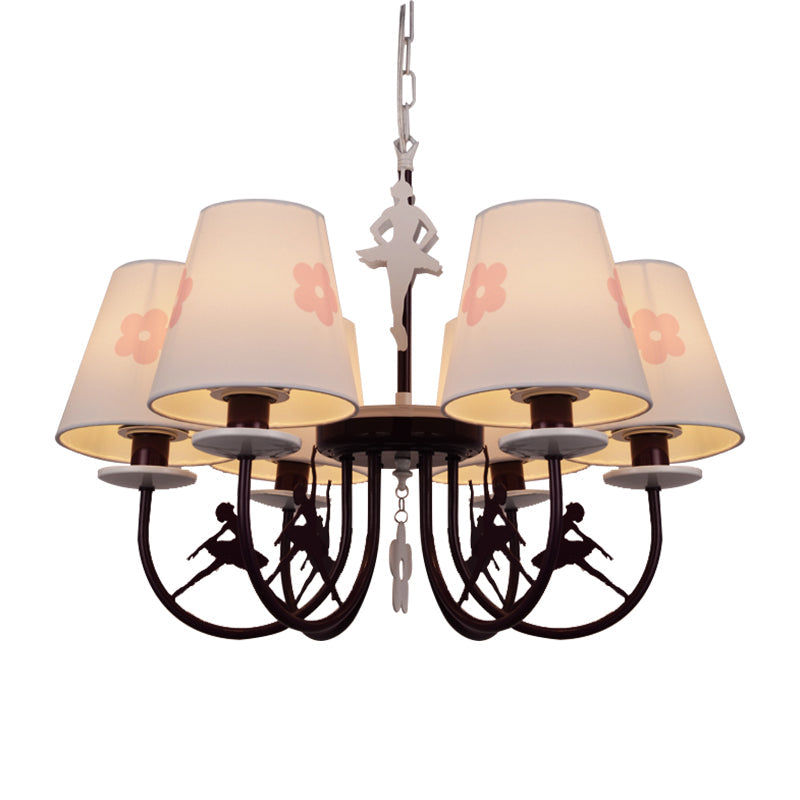 White Hanging Lamp with Flowers Modern Fabric Hanging Chandelier for Living Room Clearhalo 'Ceiling Lights' 'Chandeliers' Lighting' options 199498