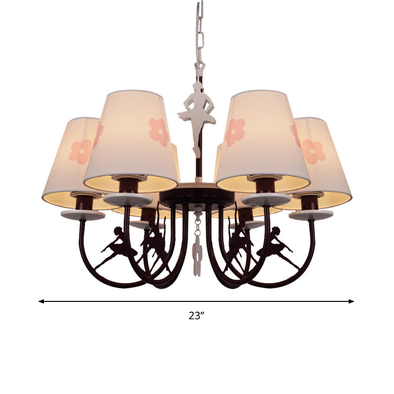 White Hanging Lamp with Flowers Modern Fabric Hanging Chandelier for Living Room Clearhalo 'Ceiling Lights' 'Chandeliers' Lighting' options 199499