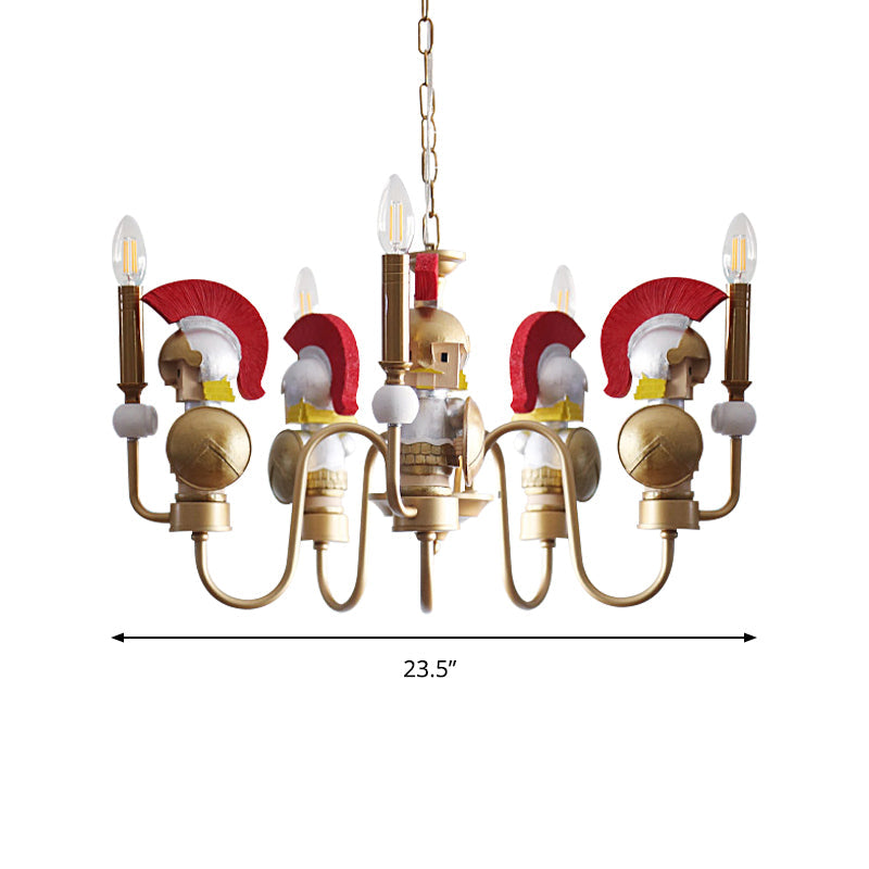 Soldier Living Room Hanging Ceiling Lamp Iron Art Deco Hanging Light Fixtures in Gold Clearhalo 'Ceiling Lights' 'Chandeliers' Lighting' options 199748