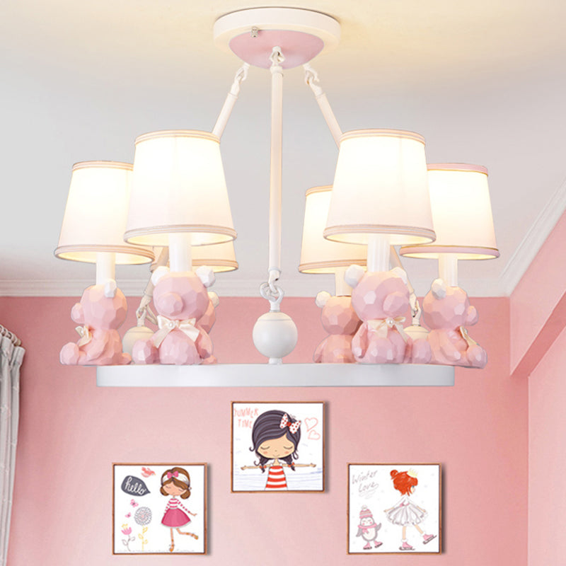Nordic Hanging Light Fixtures with Tapered Shade Fabric Hanging Chandelier for Bedroom Clearhalo 'Ceiling Lights' 'Chandeliers' Lighting' options 200263