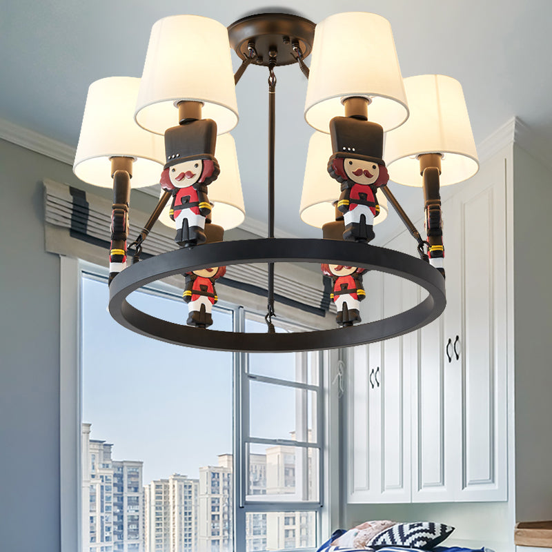 Living Room Tapered Shade Hanging Lamp Fixture Fabric 6 Lights Nordic Chandelier White Clearhalo 'Ceiling Lights' 'Chandeliers' Lighting' options 200297_ab25b625-7209-41e0-ba01-cf208b9b553a