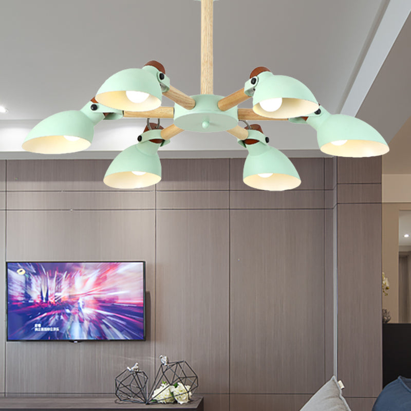Nordic Fashion Half-Bottle Pendant Chandelier Metal Shade Hanging Lighting for Living Room 6 Green Clearhalo 'Ceiling Lights' 'Chandeliers' Lighting' options 200588_12927a17-afce-405e-bd74-6baff965793c