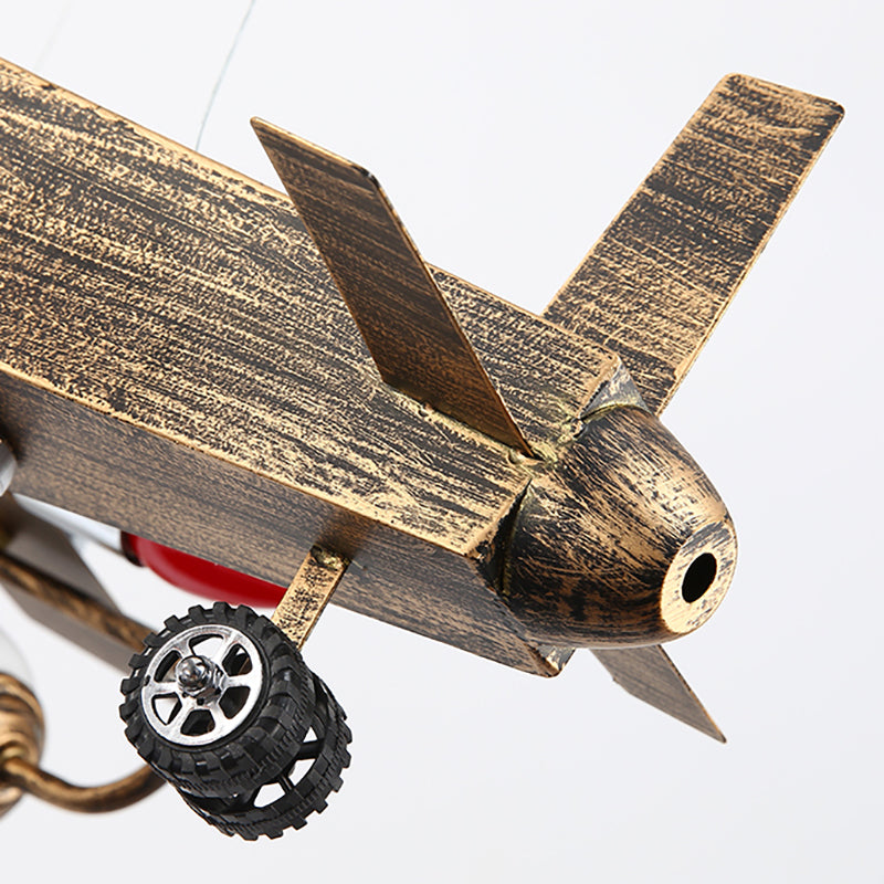 Modern Fighter Plane Hanging Chandelier Wooden Hanging Ceiling Lamp in Bronze for Bedroom Clearhalo 'Ceiling Lights' 'Chandeliers' Lighting' options 200656