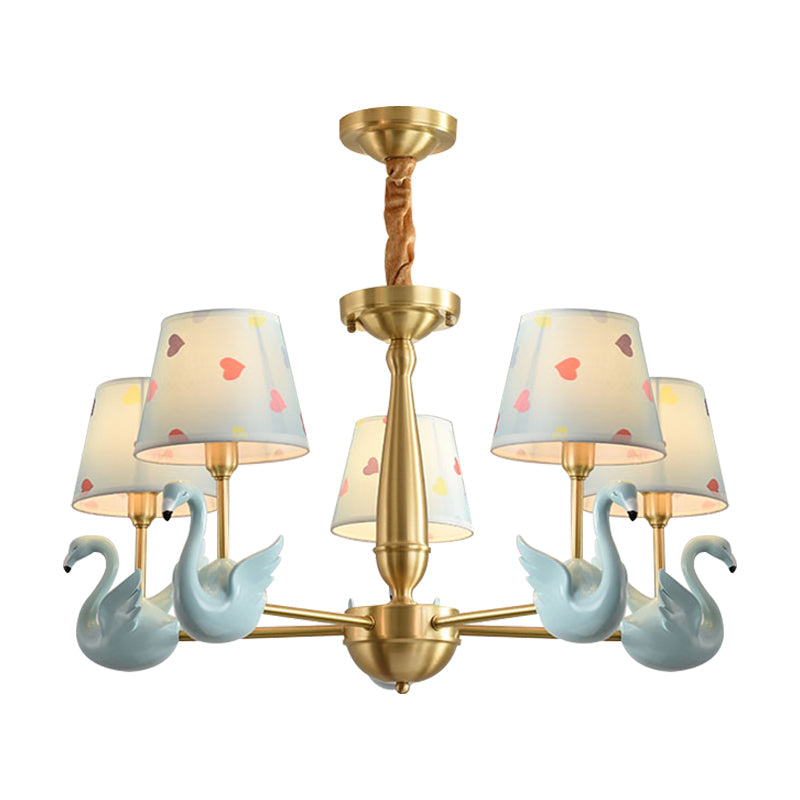 Kindergarten Swan Hanging Chandelier Fabric Art Deco Hanging Pendant Lights Clearhalo 'Ceiling Lights' 'Chandeliers' Lighting' options 200797