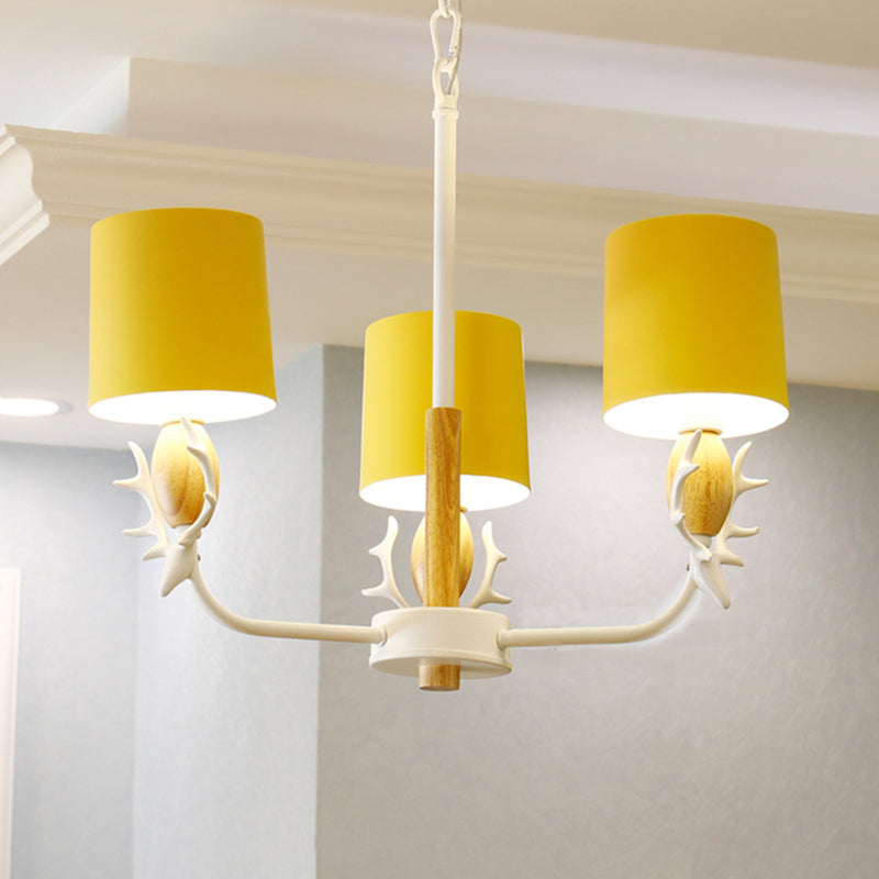 Scandinavian Deer Horn Hanging Lights Metal Wood Chandelier Light for Living Room 3 Yellow Clearhalo 'Ceiling Lights' 'Chandeliers' Lighting' options 200863_faf8c9e9-1624-49b7-a146-9aa972d4829f