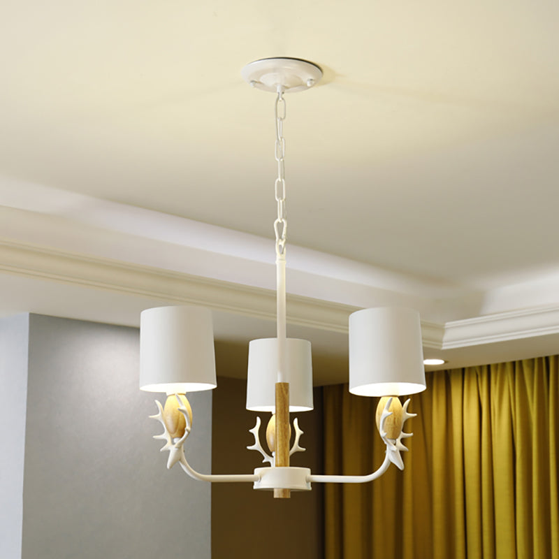 Scandinavian Deer Horn Hanging Lights Metal Wood Chandelier Light for Living Room Clearhalo 'Ceiling Lights' 'Chandeliers' Lighting' options 200865