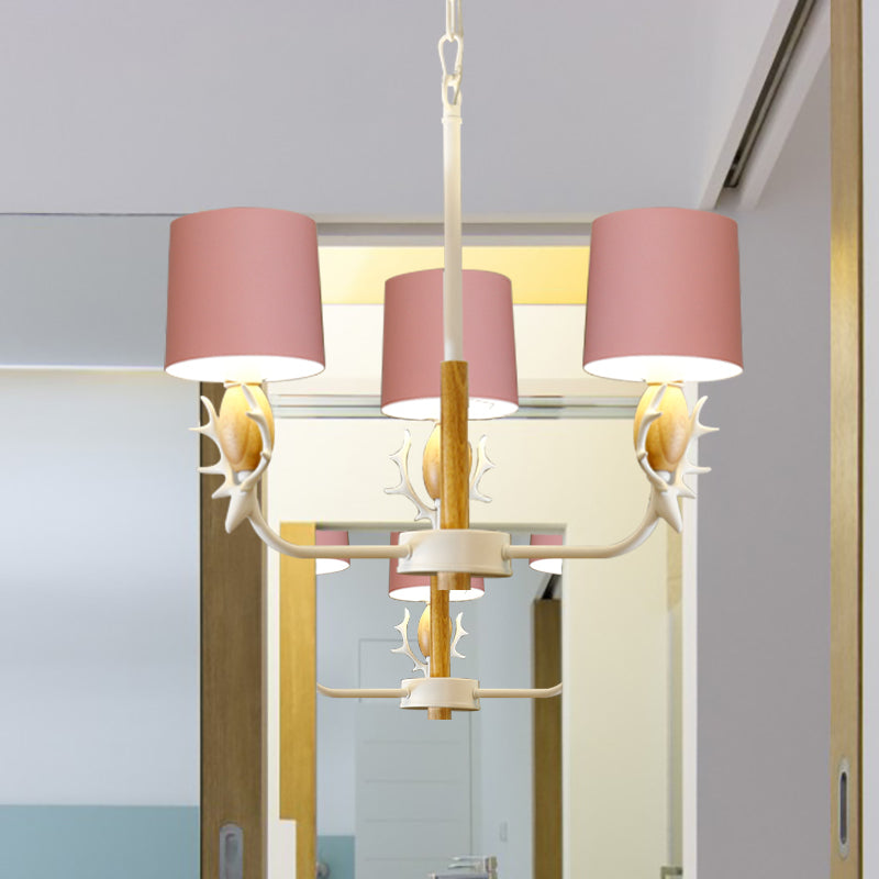 Scandinavian Deer Horn Hanging Lights Metal Wood Chandelier Light for Living Room Clearhalo 'Ceiling Lights' 'Chandeliers' Lighting' options 200867