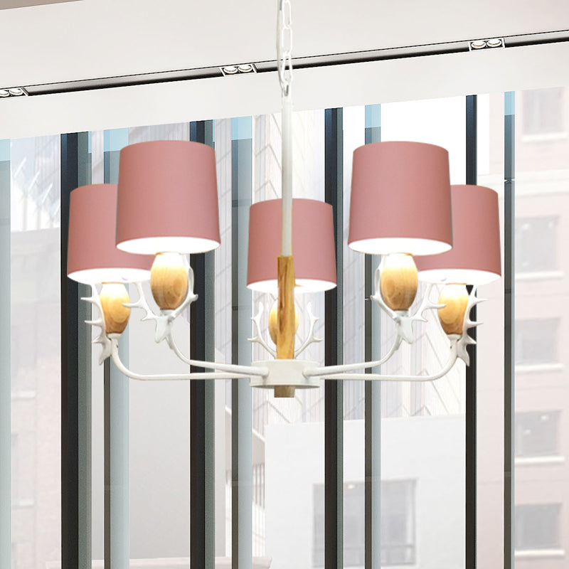 Scandinavian Deer Horn Hanging Lights Metal Wood Chandelier Light for Living Room Clearhalo 'Ceiling Lights' 'Chandeliers' Lighting' options 200869