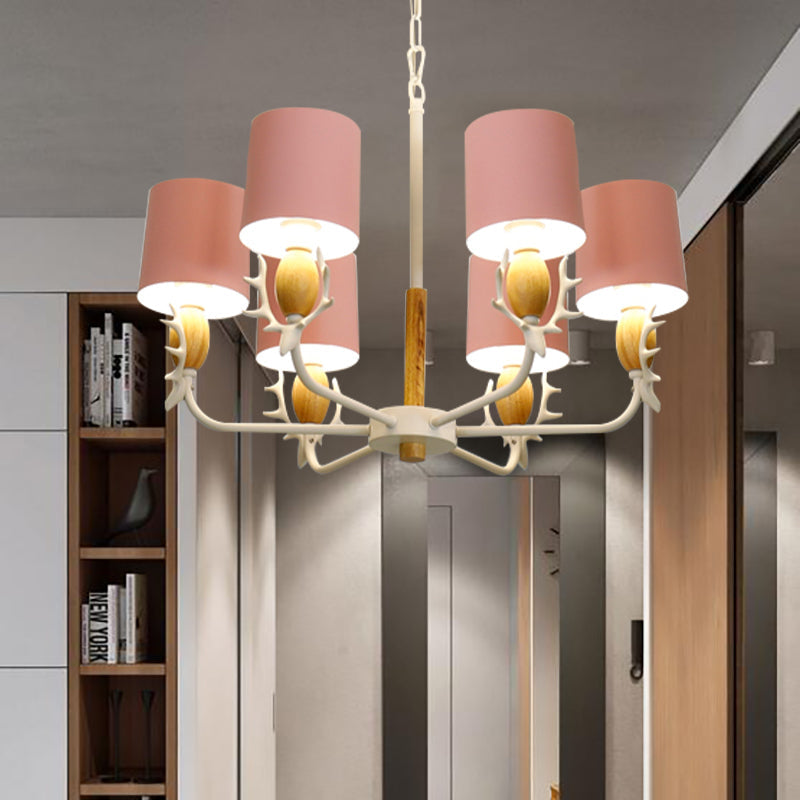 Scandinavian Deer Horn Hanging Lights Metal Wood Chandelier Light for Living Room Clearhalo 'Ceiling Lights' 'Chandeliers' Lighting' options 200877