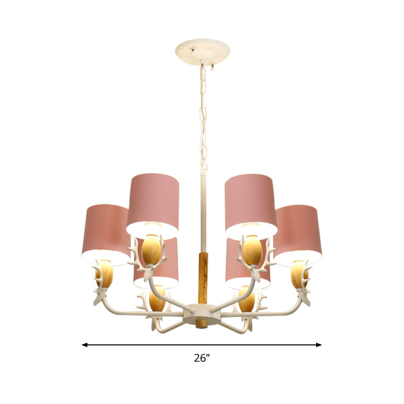 Scandinavian Deer Horn Hanging Lights Metal Wood Chandelier Light for Living Room Clearhalo 'Ceiling Lights' 'Chandeliers' Lighting' options 200880