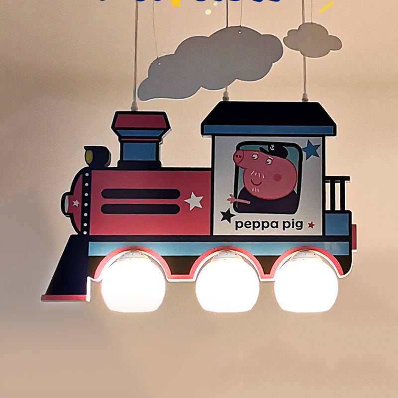 Cartoon Train Hanging Pendant Lights Metal Hanging Lamp in Blue for Kid Bedroom Clearhalo 'Ceiling Lights' 'Chandeliers' Lighting' options 200897