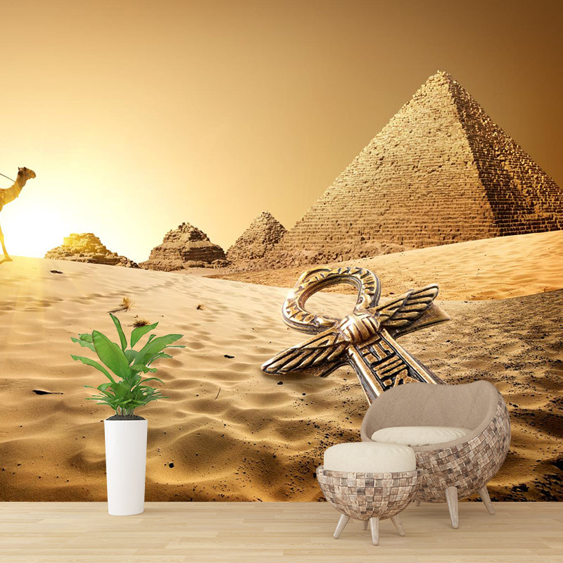 Soft Color Egypt Pyramids Mural Decal Nature Scenery Modern Waterproof Wall Art for Room Clearhalo 'Wall Decor' 'Wall Mural' 2009205