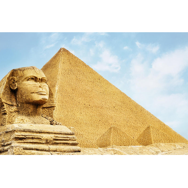 Egypt Giza Pyramid Group Mural Contemporary Stain-Proof Hallway Wall Decor, Custom-Made Clearhalo 'Wall Decor' 'Wall Mural' 2009261