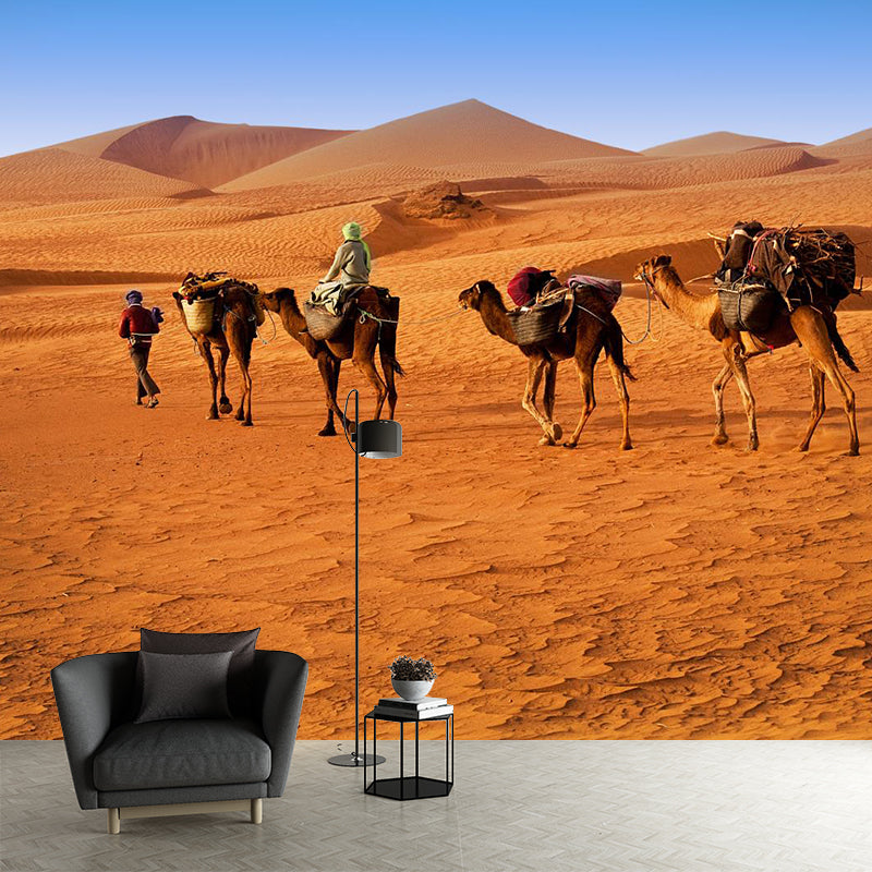 Custom Photo Print Modern Mural with Ship of the Desert Camel Pattern in Nature Color Dark Brown Clearhalo 'Wall Decor' 'Wall Mural' 2009398